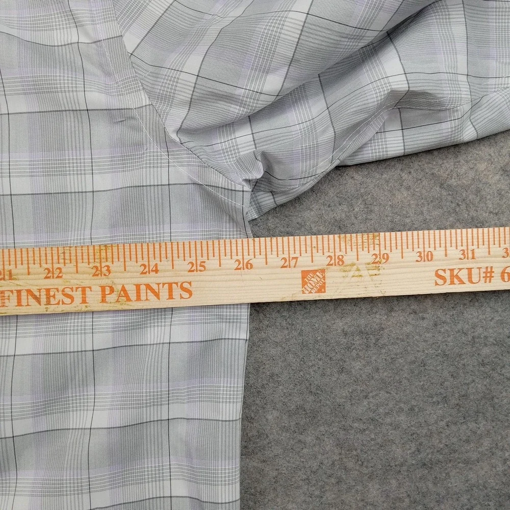 Calvin Klein Shirt Mens XL 17-17.5 32/33 Gray‎ Plaid Stretch Wrinkle Free